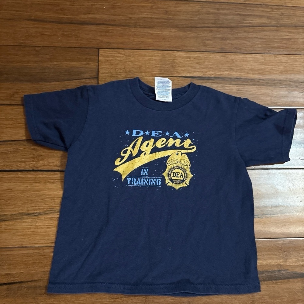 Vintage Kids DEA Agent In Training T-shirt Size 4T Drug Enforcement Agency Blue